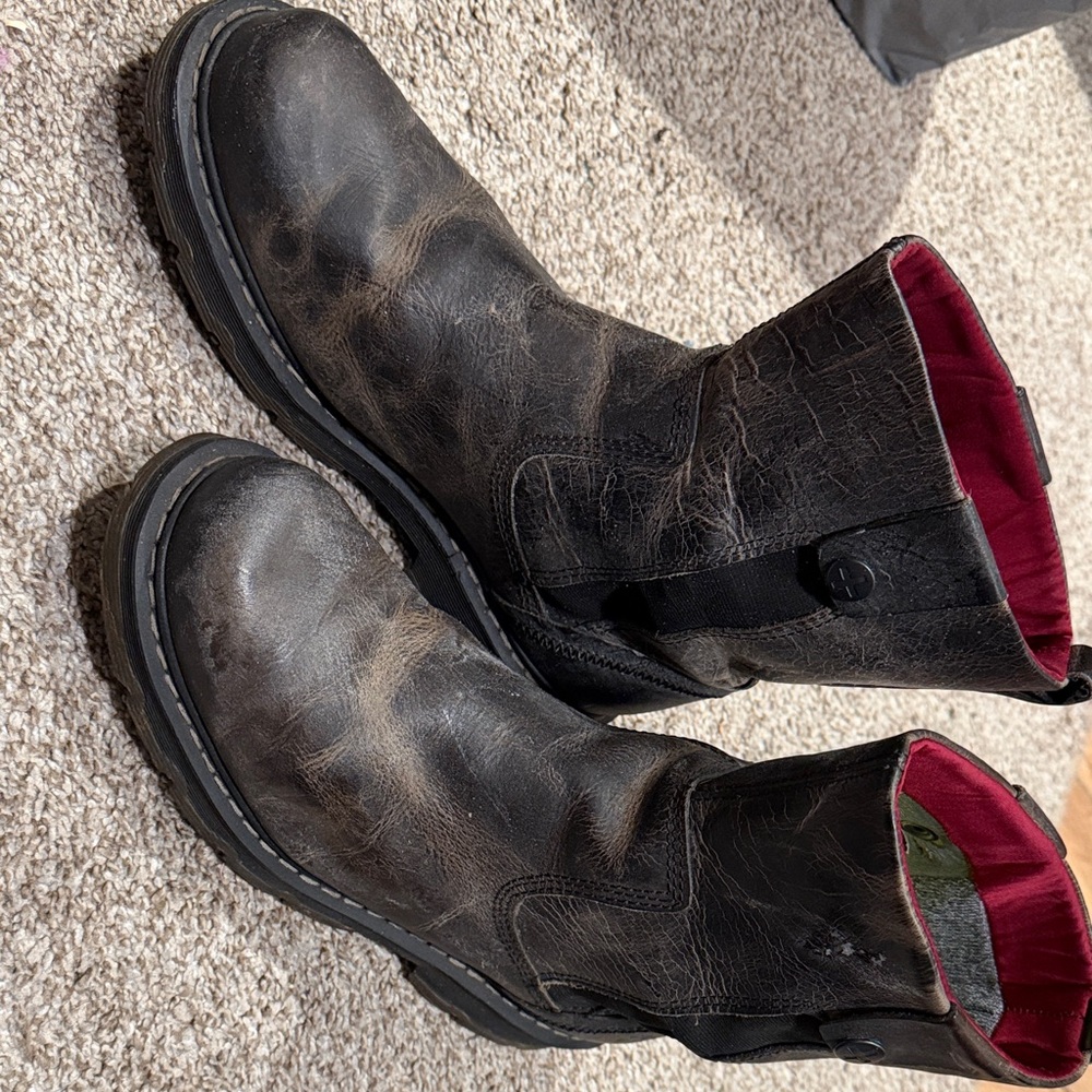 Dr. Martens Distressed Black Leather Boots